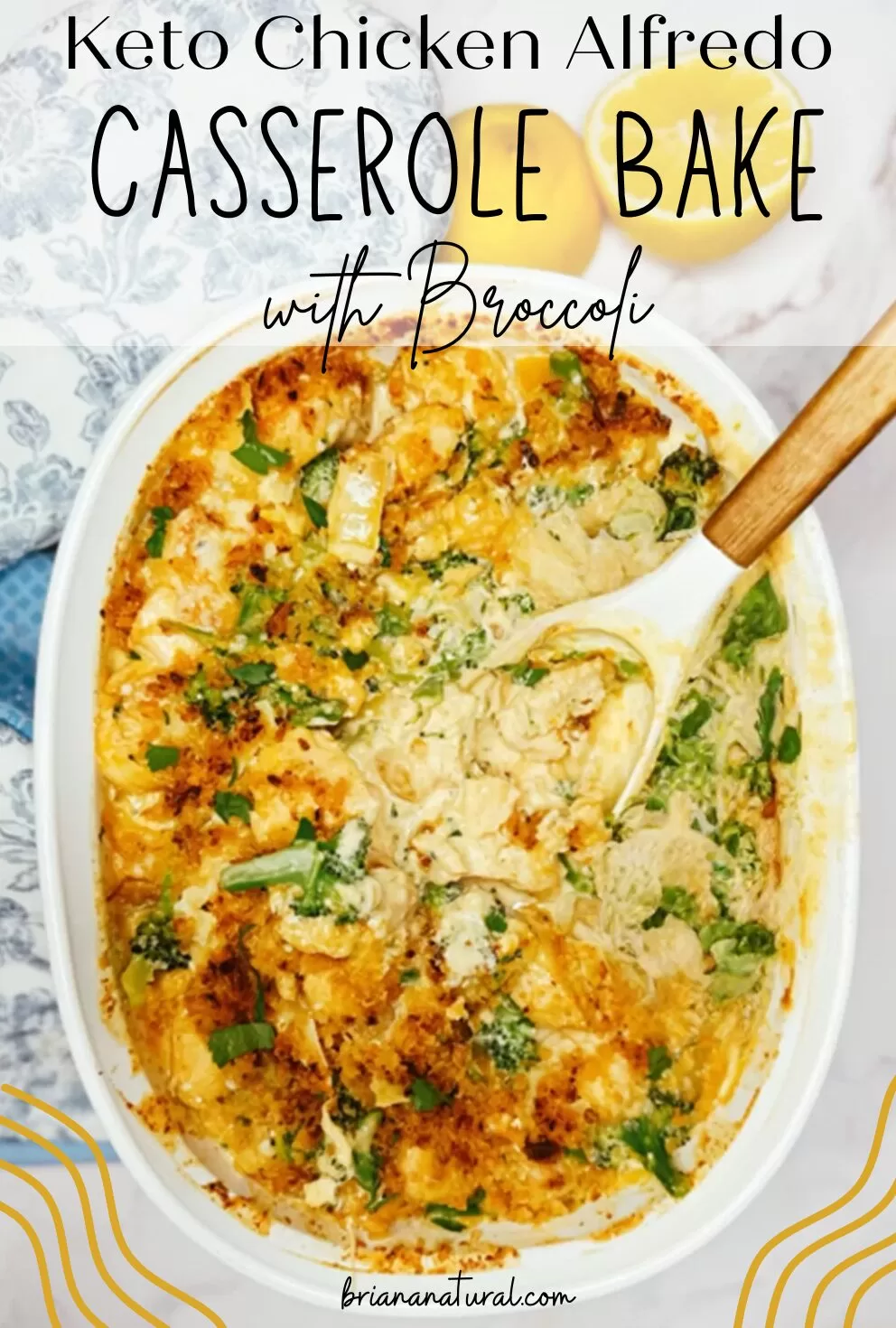 keto chicken alfredo casserole bake with broccoli