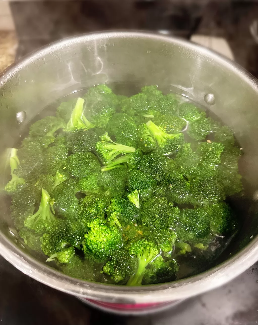 broccoli blanching in a pot