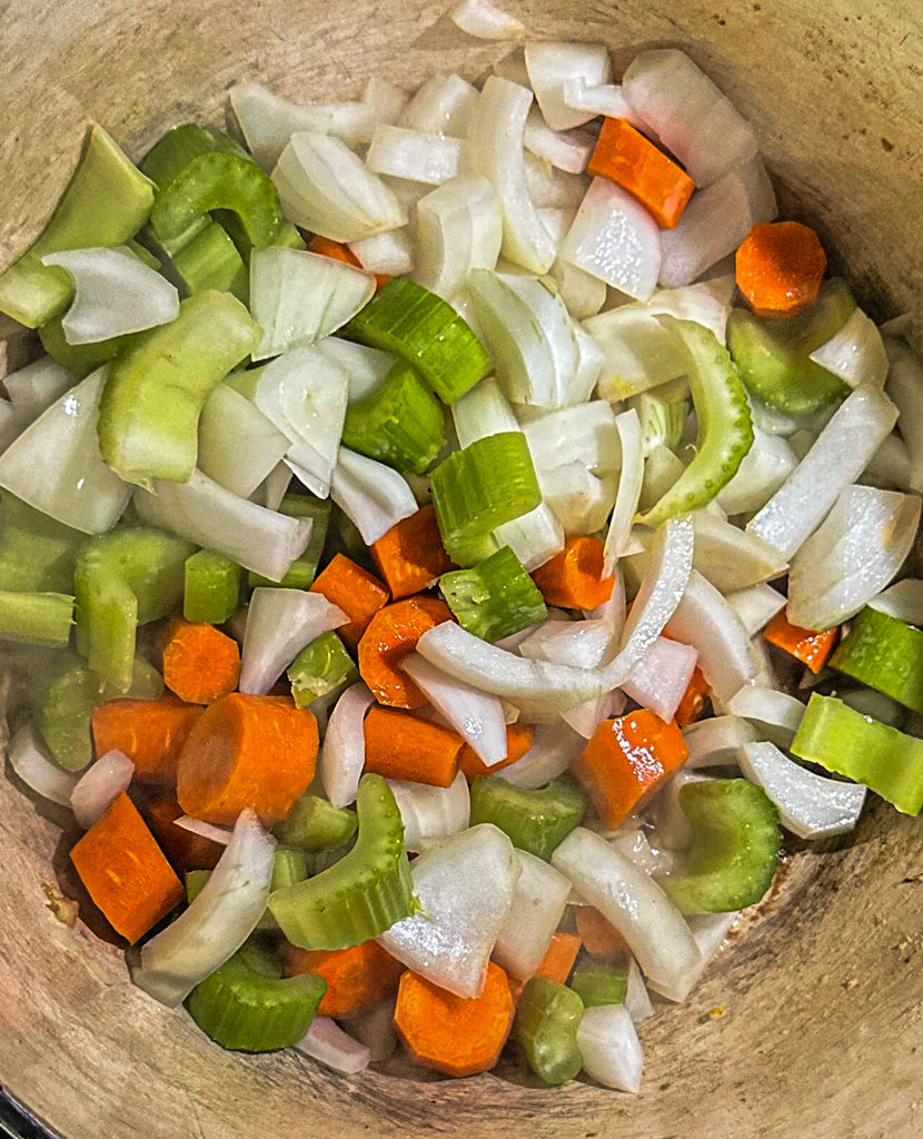 vegetables cooking in a pot