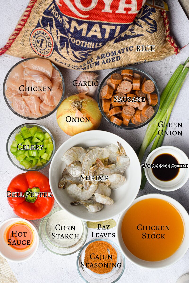 Cajun jambalaya ingredients