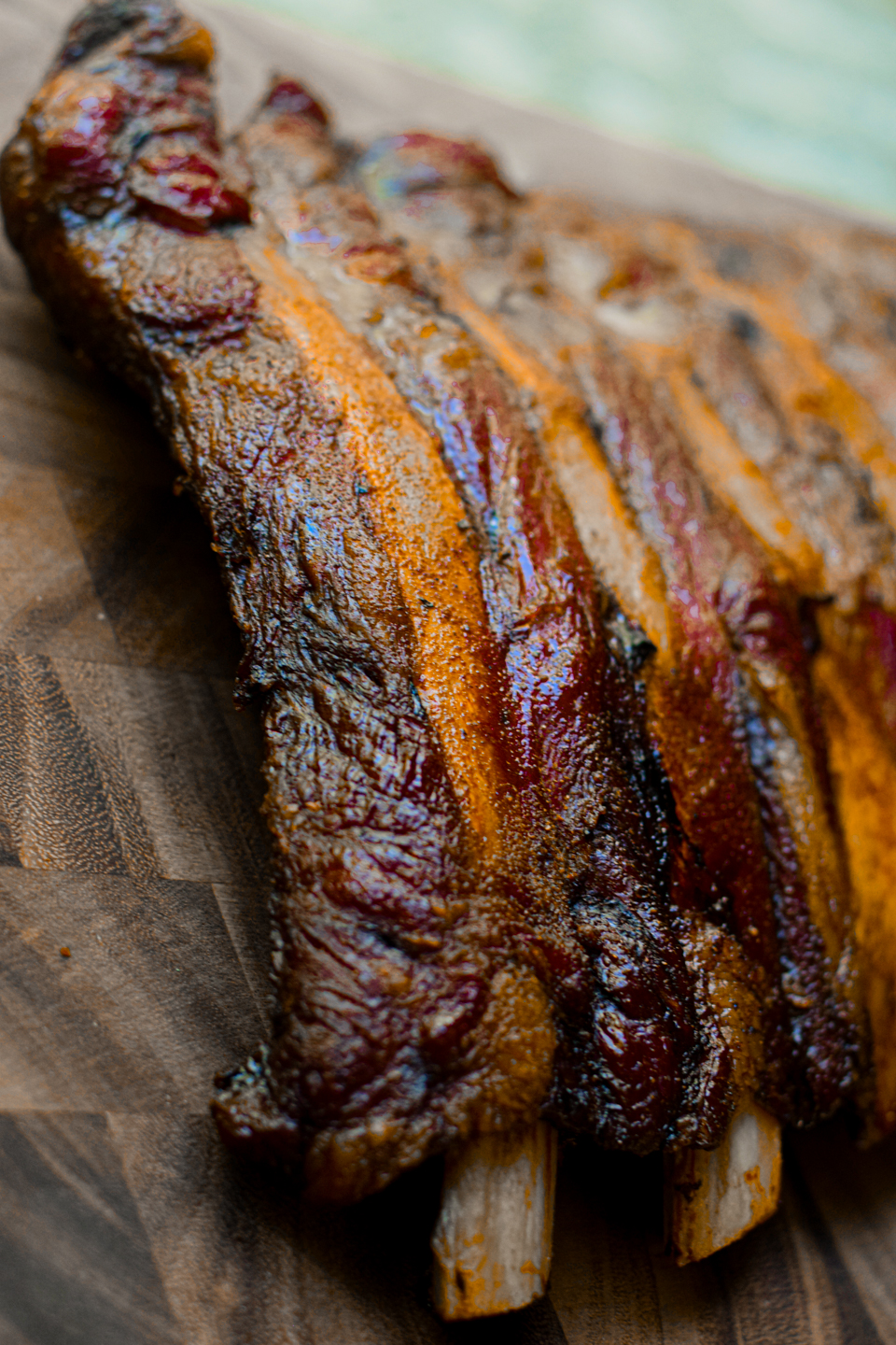 closeup photo of smoked beef back ribs
